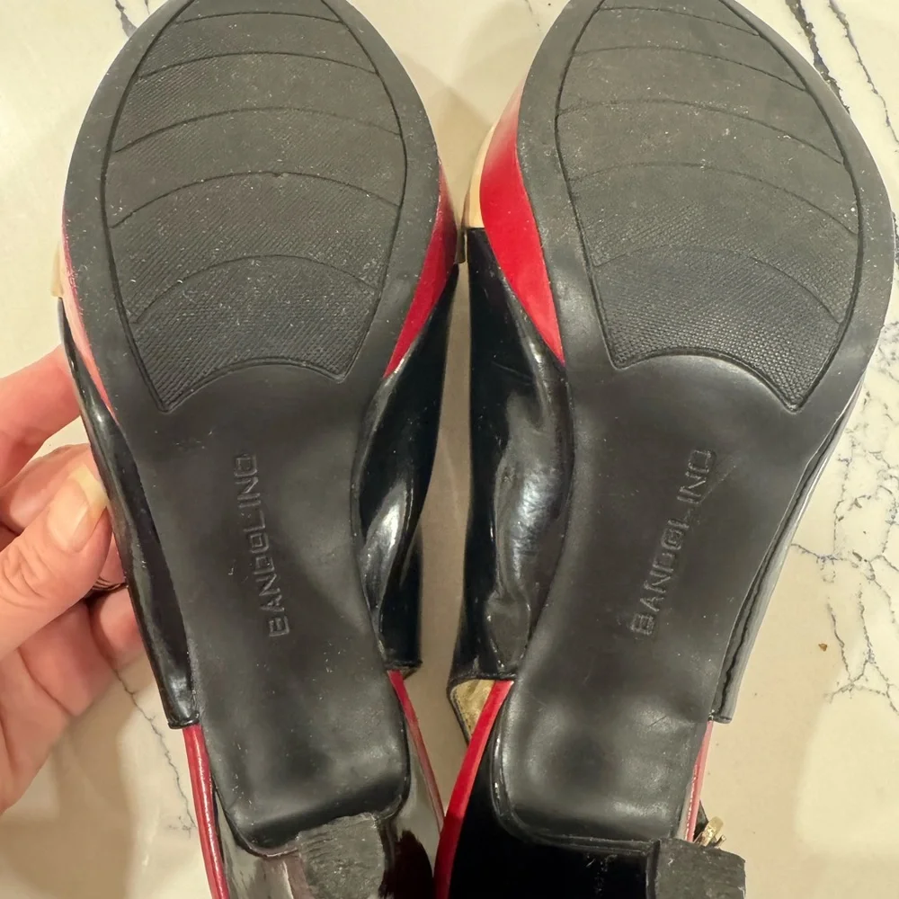 Bandolino Black, Red, and Cream Slingback Heels women’s size 8 - Picture 5 of 15